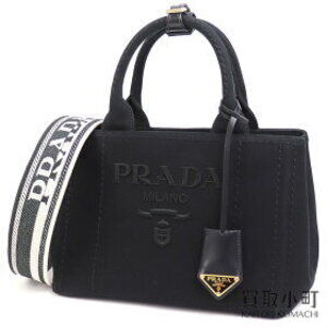 PRADA Canvas Handbag Logo Embroidery Shoulder Bag Crossbody Triangle Tote Canapa